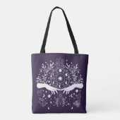 Celestial Elegance: Maan Godin Design Tote Bag (Achterkant)