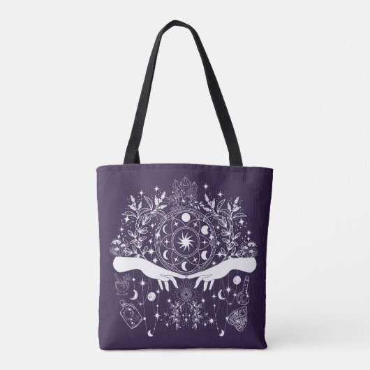 Celestial Elegance: Maan Godin Design Tote Bag (Achterkant)