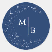 Celestial Elegant Moon Blue Wedding Envelope Seal Ronde Sticker (Voorkant)