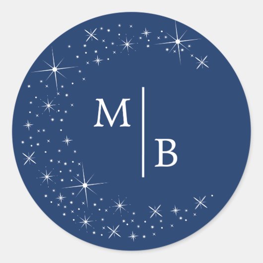 Celestial Elegant Moon Blue Wedding Envelope Seal Ronde Sticker (Voorkant)