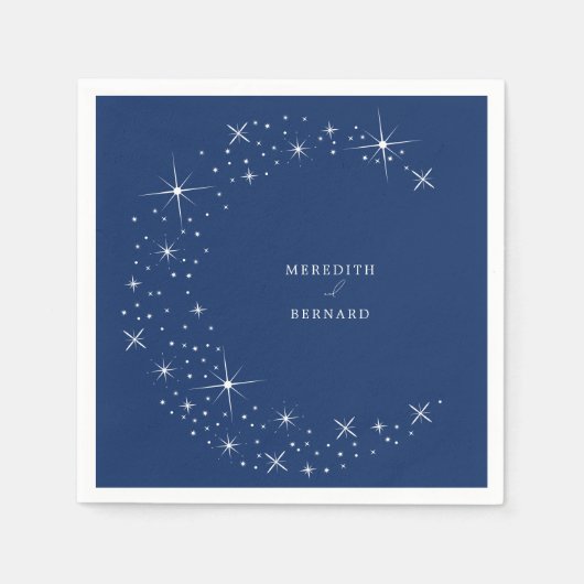 Celestial Elegant Moon Navy Blue Wedding Napkin Servet (Voorkant)