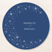 Celestial Elegant Moon Navy Blue Wedding Ronde Kartonnen Onderzetter (Voorkant)