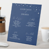 Celestial Elegant Navy Blue Wedding Drinks Bar Reclamebord Met Voetstuk (Insitu)