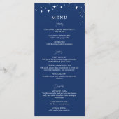 Celestial Elegant Navy Blue Wedding Flat Menu (Voorkant)