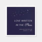 Celestial Elegant Script Midnight Blue Wedding Servet (Voorkant)