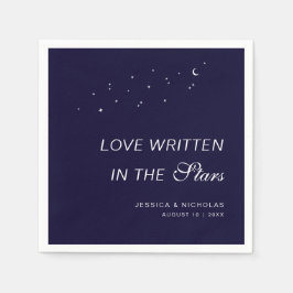 Celestial Elegant Script Midnight Blue Wedding Servet