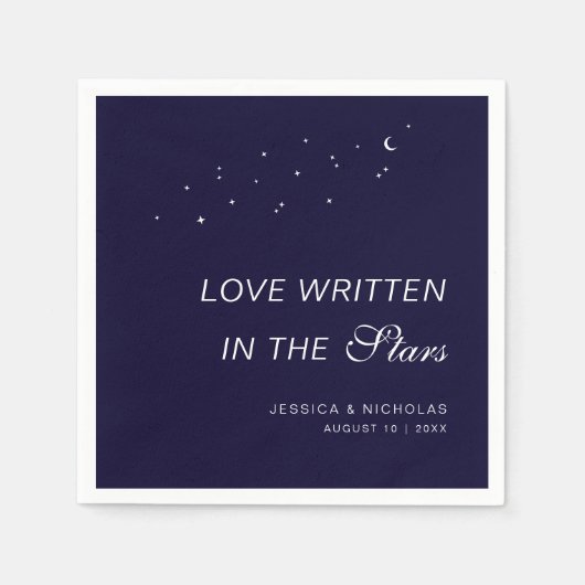Celestial Elegant Script Midnight Blue Wedding Servet (Voorkant)