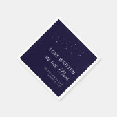 Celestial Elegant Script Midnight Blue Wedding Servet (Hoek)
