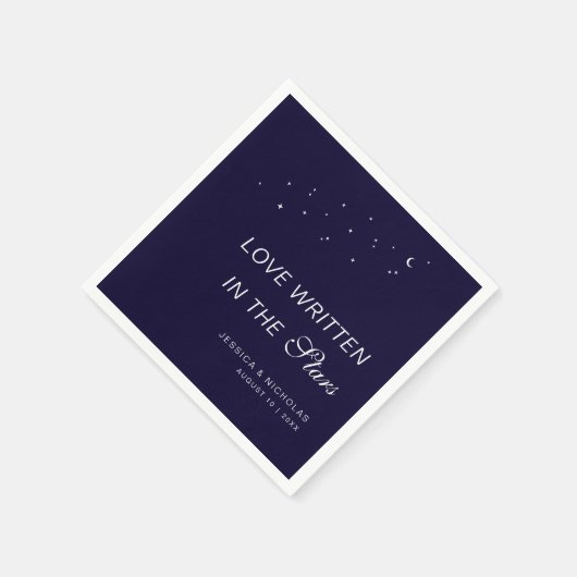 Celestial Elegant Script Midnight Blue Wedding Servet (Hoek)