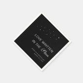 Celestial Elegant Script Minimal Black Wedding Servet (Hoek)