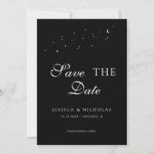 Celestial Elegant Script Zwart Trouwfoto Save The Date (Voorkant)