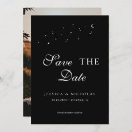 Celestial Elegant Script Zwart Trouwfoto Save The Date