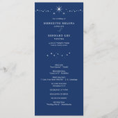 Celestial Elegant Stars Navy Blue Wedding Flat Programmakaart (Voorkant)