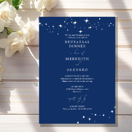 Celestial Elegant Wedding Blue Rehearsal Dinner Kaart
