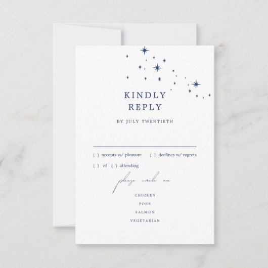 Celestial Elegant Wedding Menu RSVP Response Card (Voorkant)