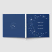 Celestial Elegant Wedding Moon Navy Blue Monogram Gastenboek (Volledig)