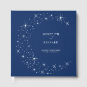 Celestial Elegant Wedding Moon Navy Blue Monogram Gastenboek (Voorkant)
