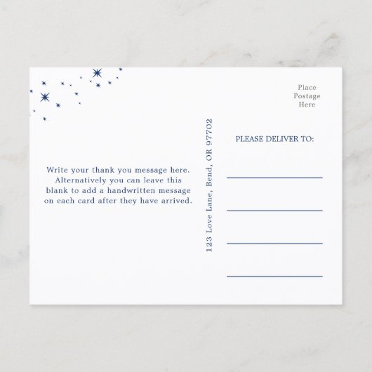 Celestial Elegant Wedding Moon Thank You Postcard Briefkaart (Achterkant)