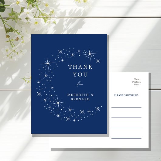 Celestial Elegant Wedding Moon Thank You Postcard Briefkaart