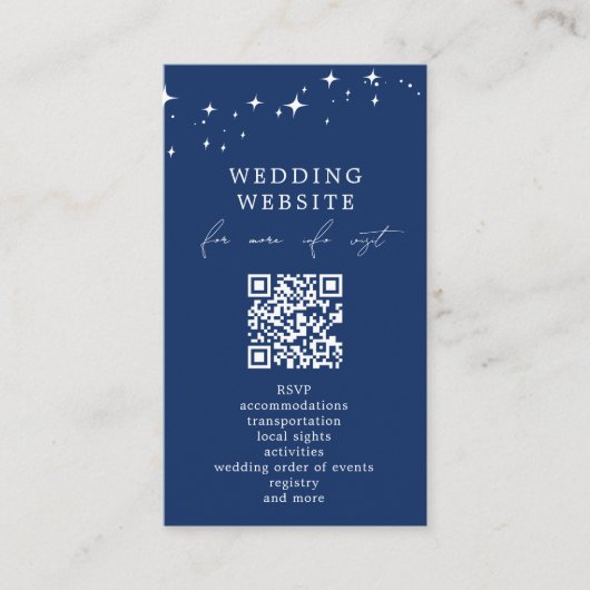 Celestial Elegant Wedding QR Code Website Details Informatiekaartje (Voorkant)