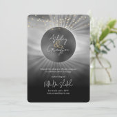 Celestial Elegant Zwart en Goud Bruiloft Kaart (Staand voorkant)