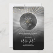 Celestial Elegant Zwart en Goud Bruiloft Kaart (Voorkant)