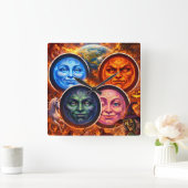 Celestial elemental ritual Gothic square fanta tea Vierkante Klok (Huis)