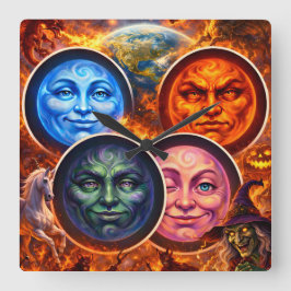 Celestial elemental ritual Gothic square fanta tea Vierkante Klok