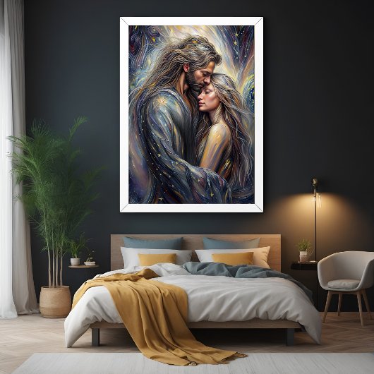 Celestial Embrace Romantische Sterrennacht Art Poster