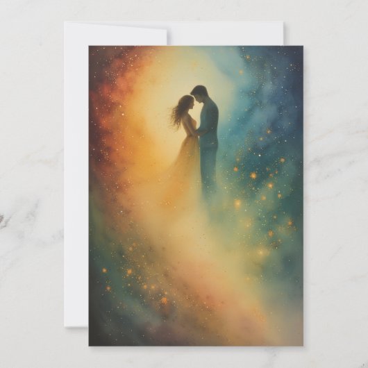 Celestial Embrace Watercolor Art, Couple Kaart (Voorkant)