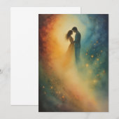Celestial Embrace Watercolor Art, Couple Kaart (Voorkant / Achterkant)