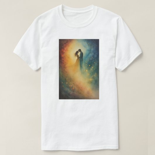 Celestial Embrace Watercolor Art, Couple T-shirt (Design voorkant)