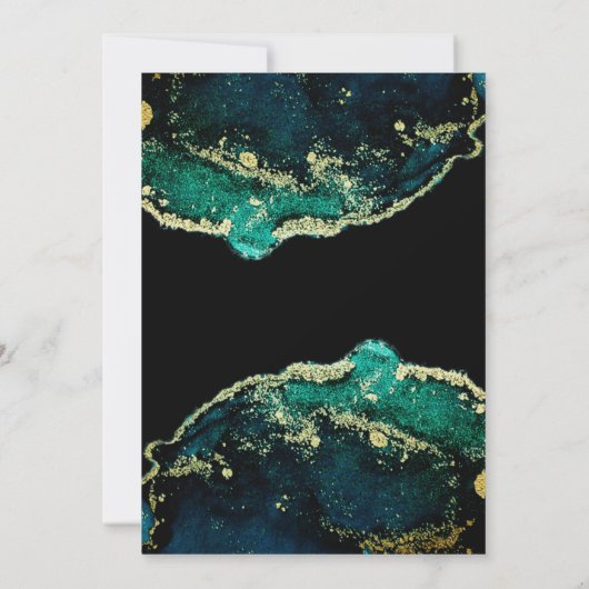 Celestial Emerald Black Gold Ink Wash Weddenschap Kaart (Achterkant)