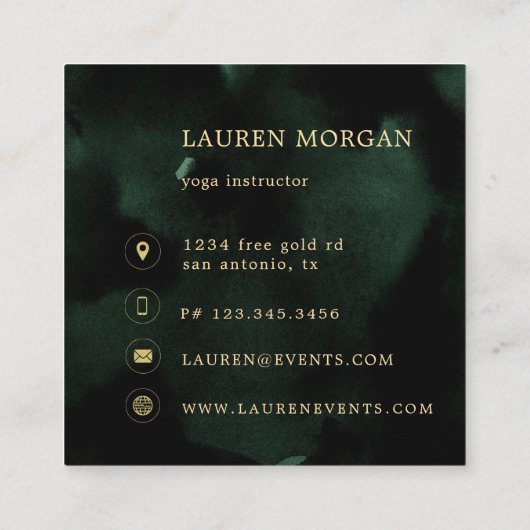 Celestial Emerald Crescent Moon Vierkante Visitekaartje (Achterkant)