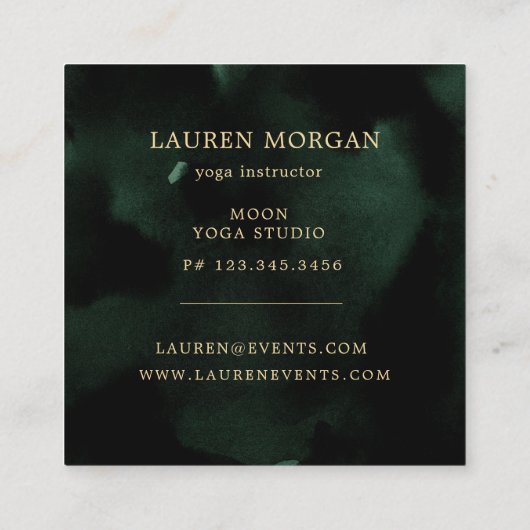 Celestial Emerald Crescent Moon Vierkante Visitekaartje (Achterkant)