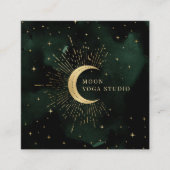 Celestial Emerald Crescent Moon Vierkante Visitekaartje (Voorkant)