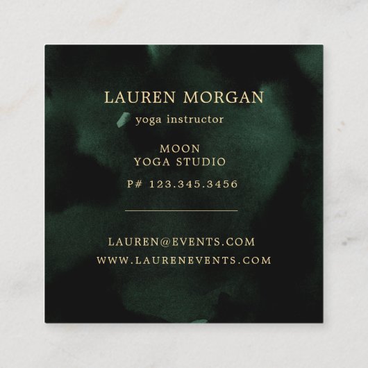 Celestial Emerald Crescent Moon Vierkante Visitekaartje (Achterkant)