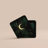 Celestial Emerald Crescent Moon Vierkante Visitekaartje