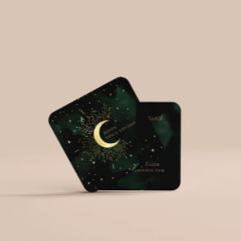 Celestial Emerald Crescent Moon Vierkante Visitekaartje