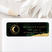 Celestial Emerald Gold Moon retour adreslabel Etiket (Insitu)