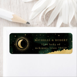 Celestial Emerald Gold Moon retour adreslabel Etiket
