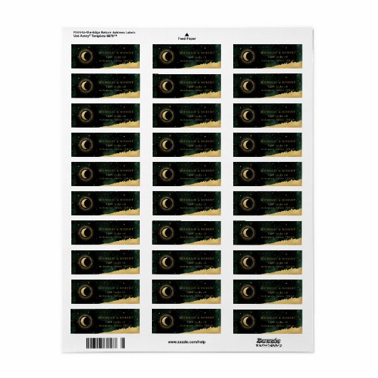 Celestial Emerald Gold Moon retour adreslabel Etiket (Full Sheet)