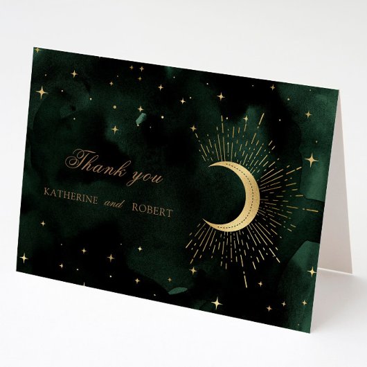 Celestial Emerald Gouden Maan Dank u Kaart