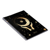 Celestial Esoteric Black Faux Gold Moon Hands Name Notitieboek (Rechterzijde)