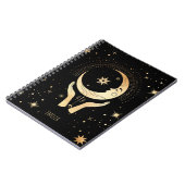 Celestial Esoteric Black Faux Gold Moon Hands Name Notitieboek (Linkerzijde)
