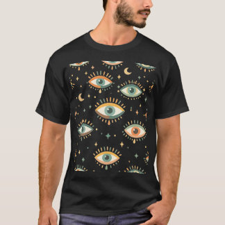 Celestial Evil Eye Pattern – Boho Mystical Moon T-shirt
