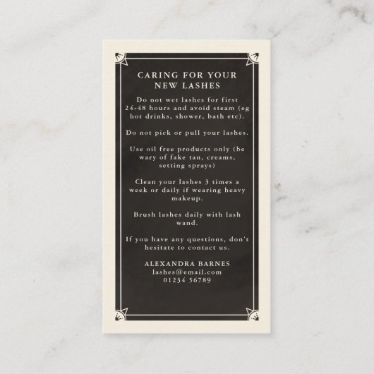 Celestial Eye Tarot Lash Aftercare Card Visitekaartje (Achterkant)