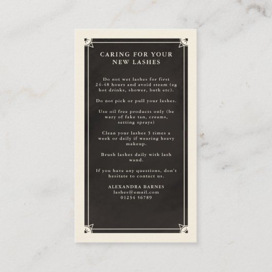 Celestial Eye Tarot Lash Aftercare Card Visitekaartje (Achterkant)