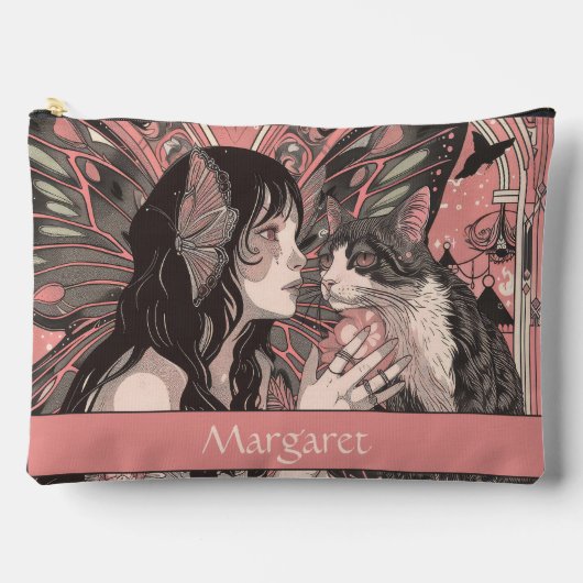 Celestial Fairy met Cat Peach Art Deco Persoonlijk Etui (Voorkant)