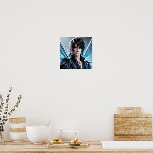 Celestial Fairy Prince with Piercing Sapphire Eyes Poster (Keuken)
